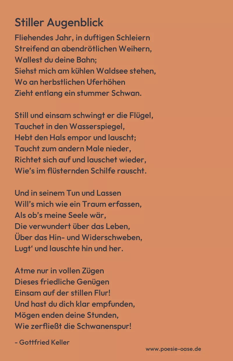 Gedicht: Stiller Augenblick von Gottfried Keller