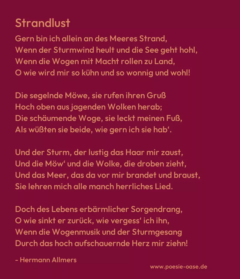 Gedicht: Strandlust von Hermann Allmers
