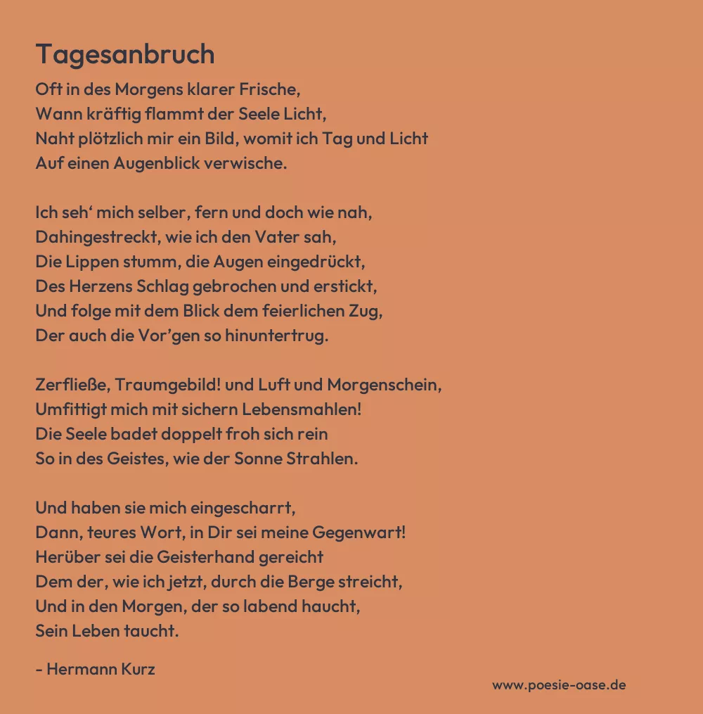 Gedicht: Tagesanbruch von Hermann Kurz