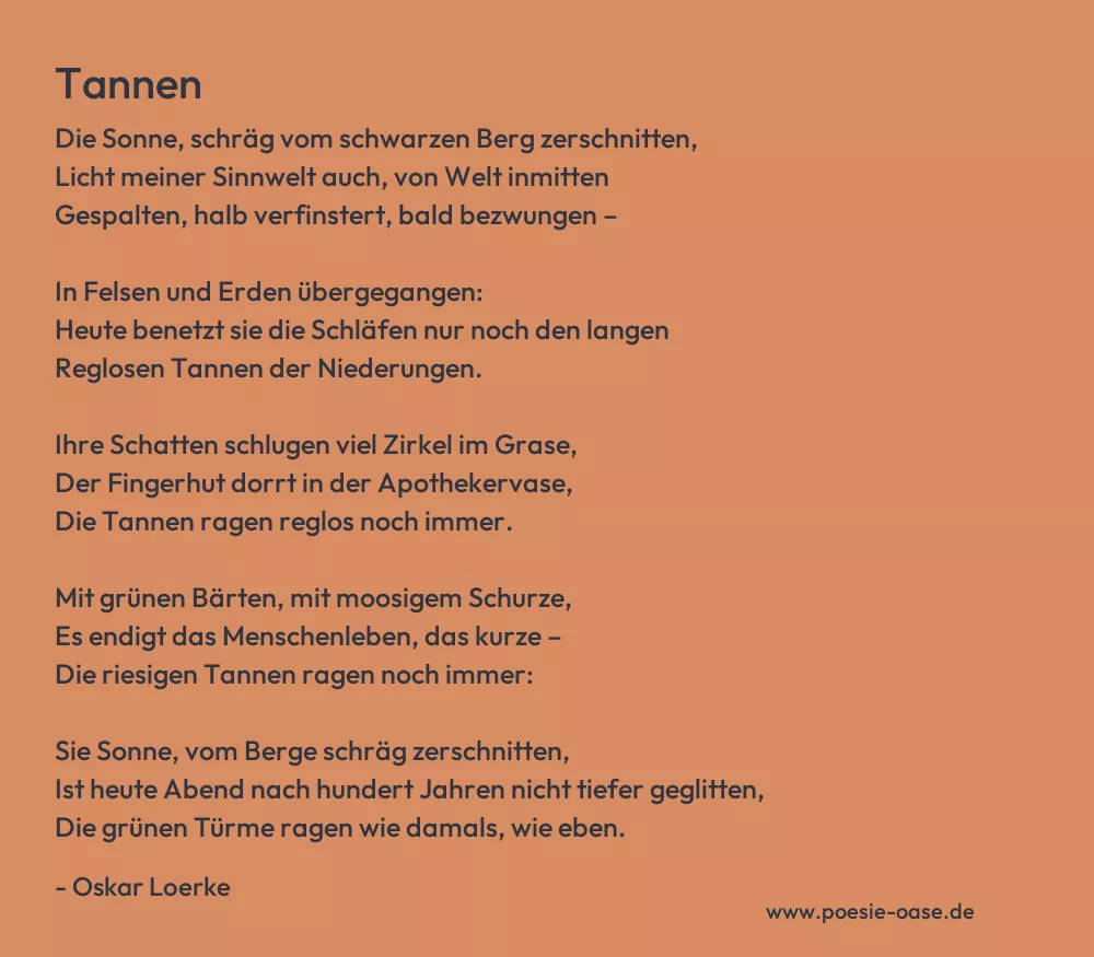 Gedicht: Tannen von Oskar Loerke