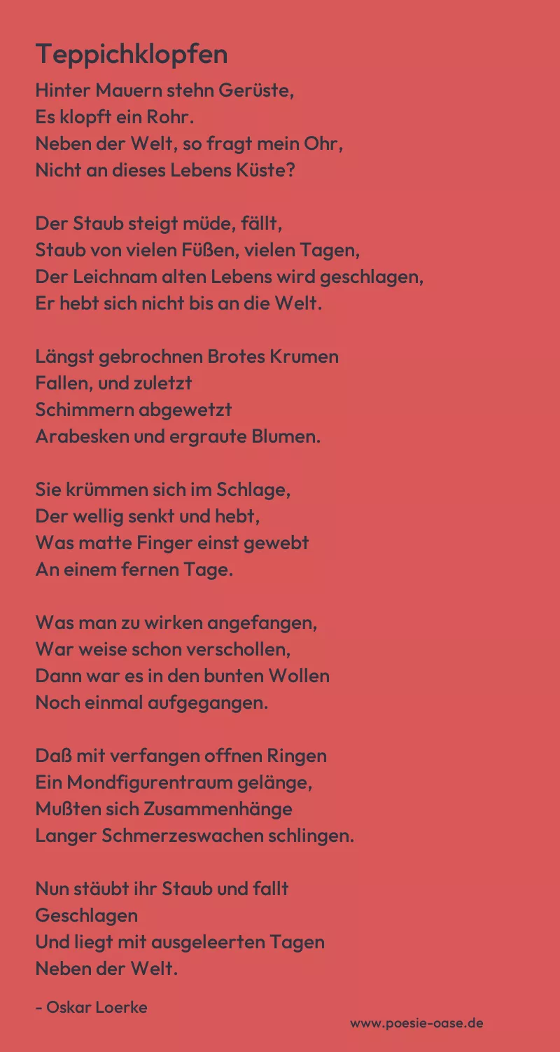 Gedicht: Teppichklopfen von Oskar Loerke