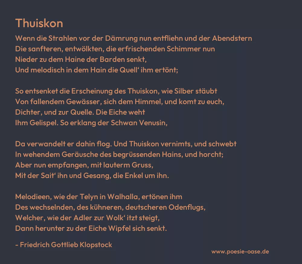 Gedicht: Thuiskon von Friedrich Gottlieb Klopstock