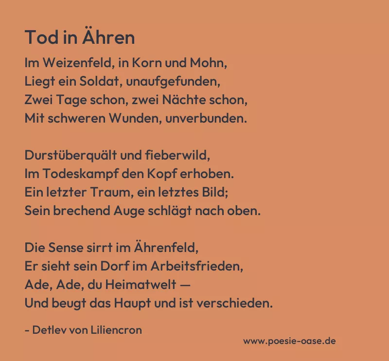 Gedicht: Tod in Ähren von Detlev von Liliencron