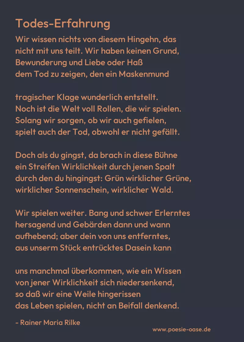 Gedicht: Todes-Erfahrung von Rainer Maria Rilke
