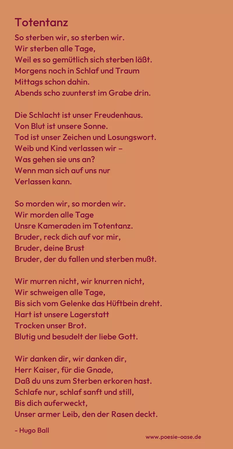 Gedicht: Totentanz von Hugo Ball