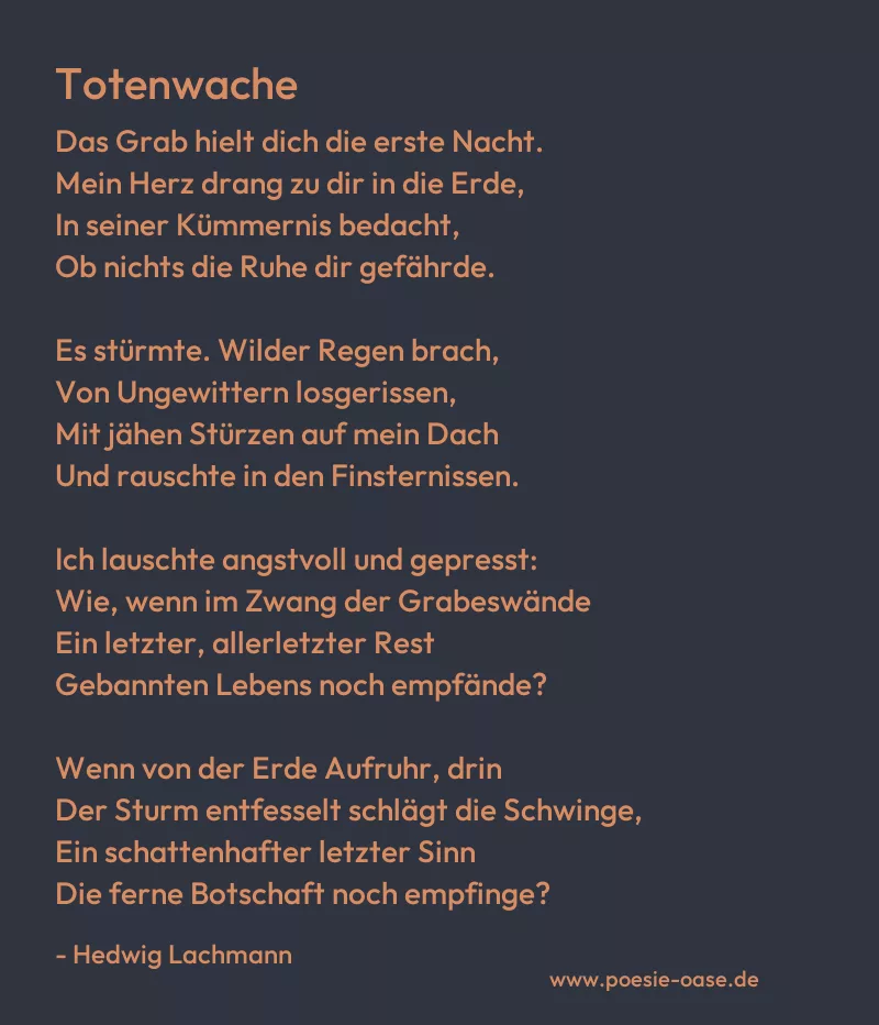 Gedicht: Totenwache von Hedwig Lachmann