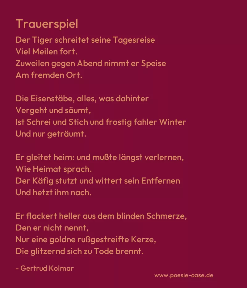 Gedicht: Trauerspiel von Gertrud Kolmar