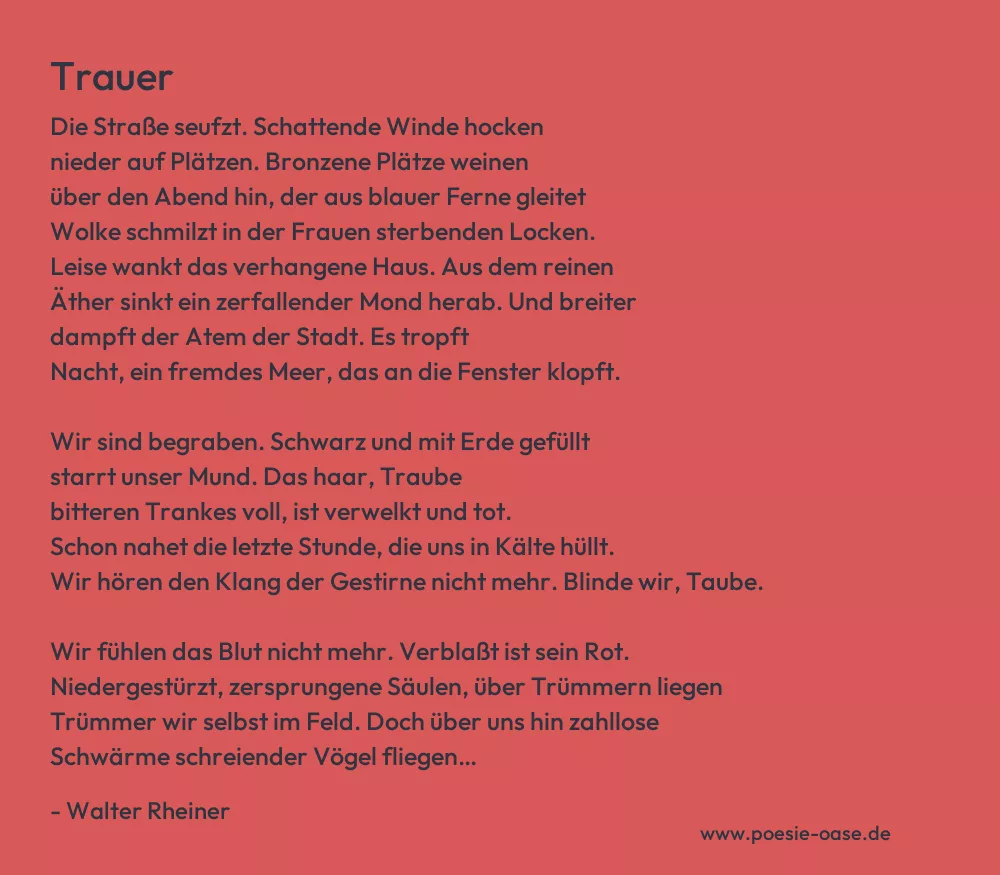 Gedicht: Trauer von Walter Rheiner