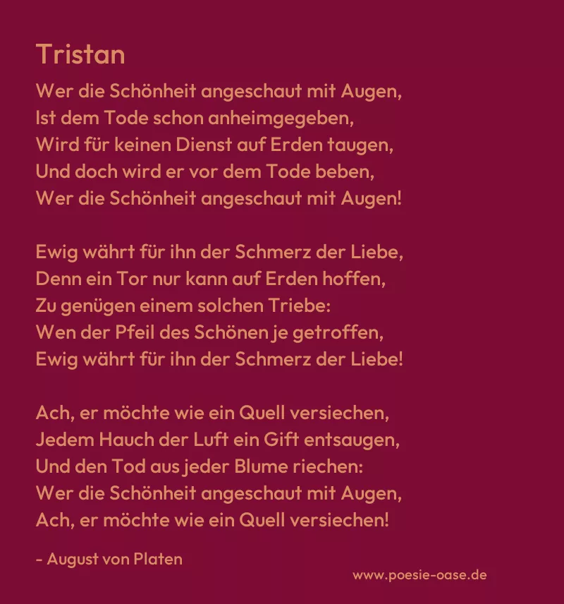 Gedicht: Tristan von August von Platen