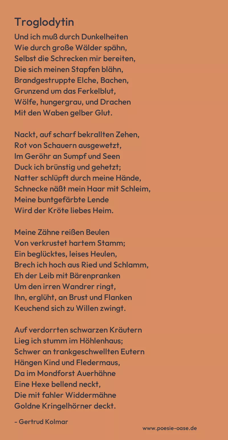 Gedicht: Troglodytin von Gertrud Kolmar