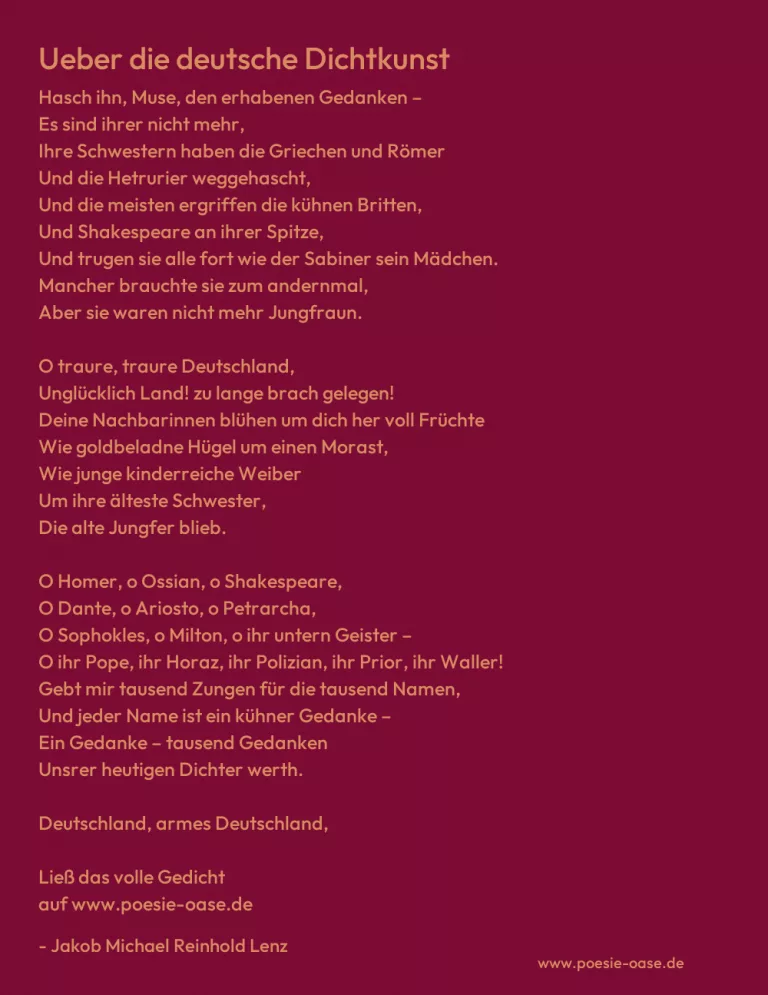 Ueber die deutsche Dichtkunst
