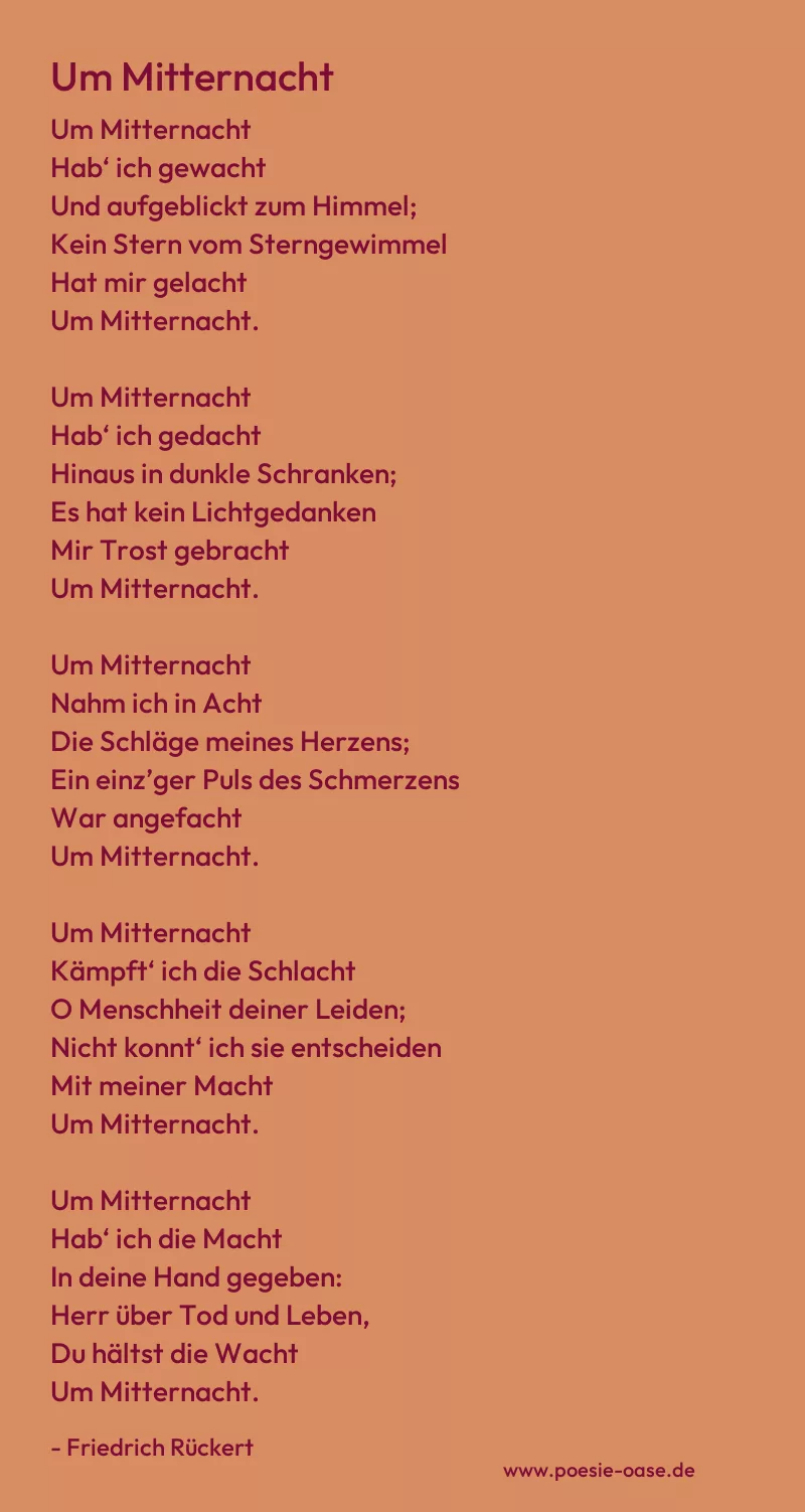 Gedicht: Um Mitternacht von Friedrich Rückert