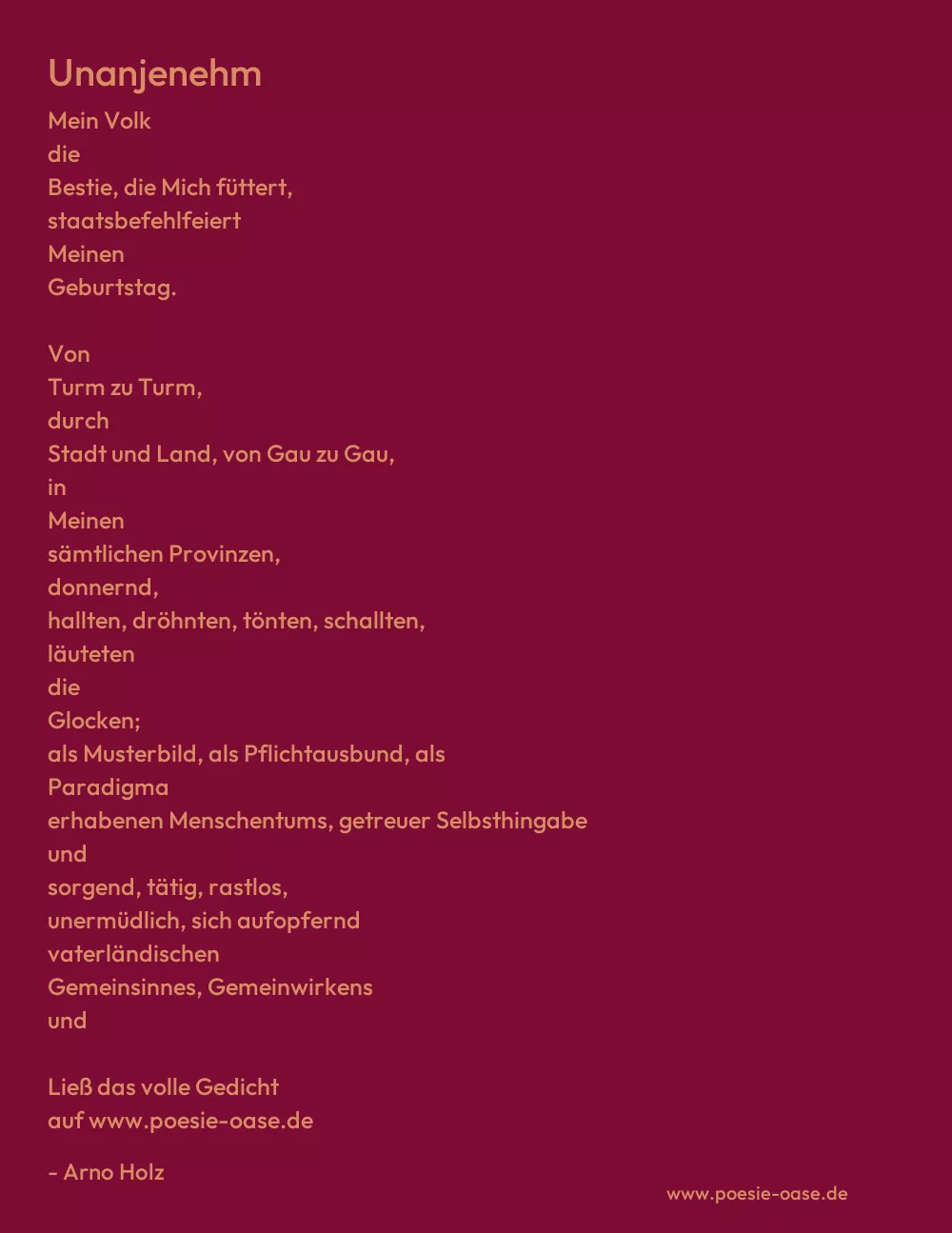 Gedicht: Unanjenehm von Arno Holz