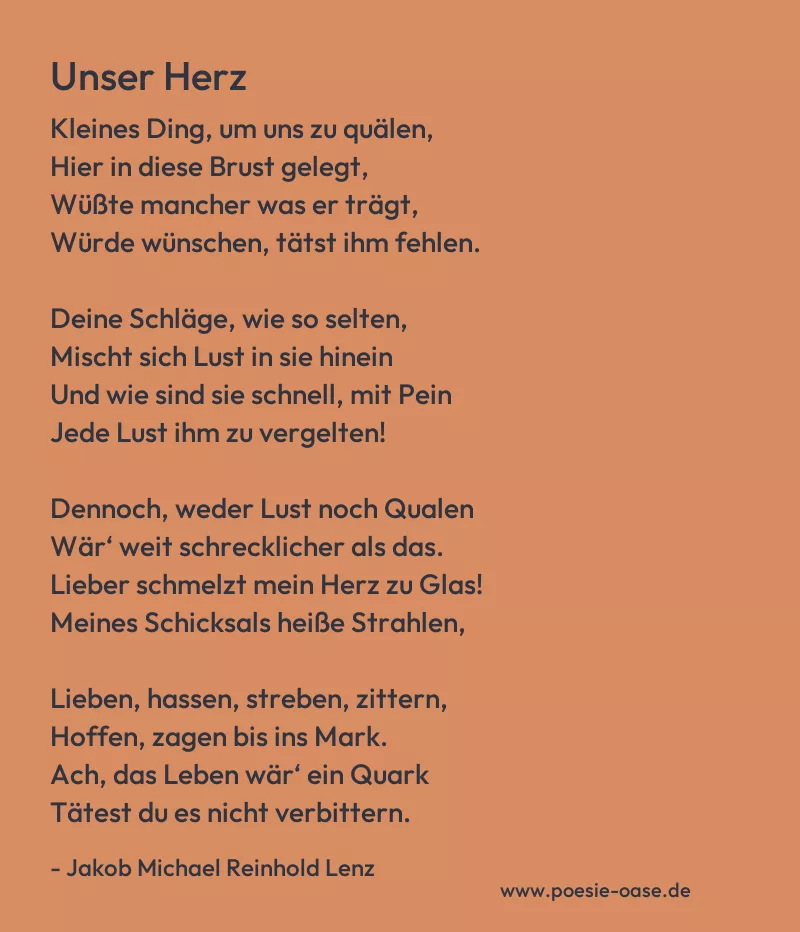 Gedicht: Unser Herz von Jakob Michael Reinhold Lenz