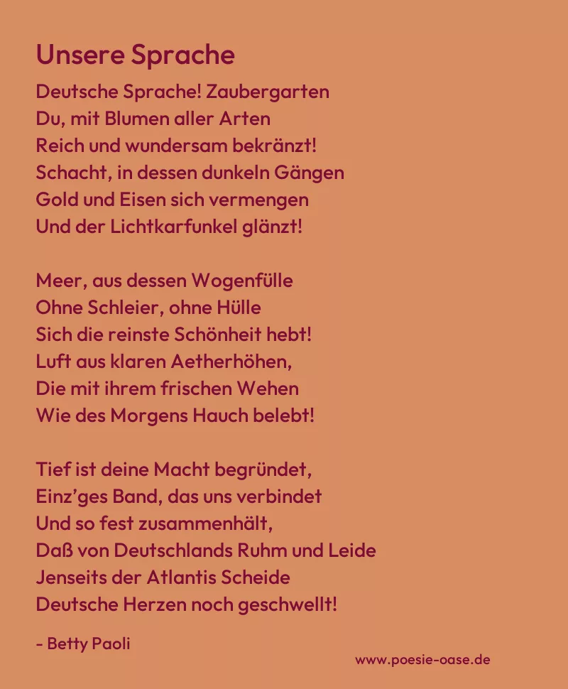 Gedicht: Unsere Sprache von Betty Paoli