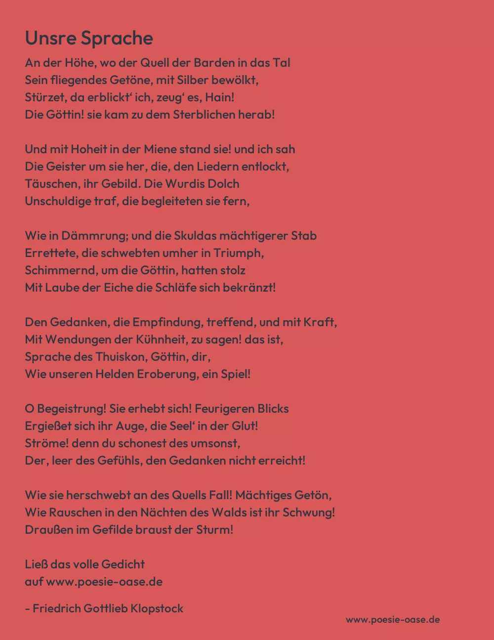 Gedicht: Unsre Sprache von Friedrich Gottlieb Klopstock