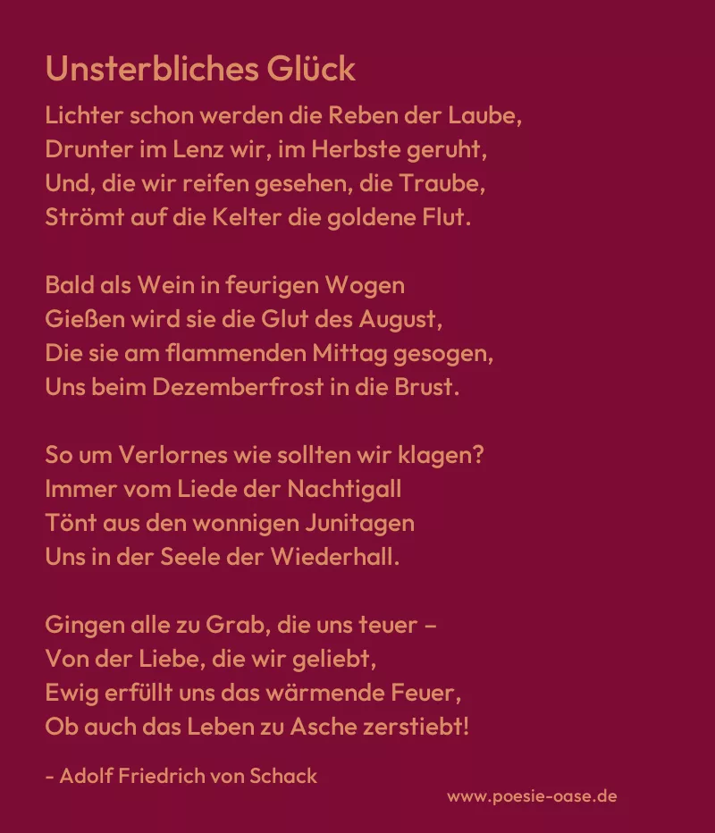 Gedicht: Unsterbliches Glück von Adolf Friedrich von Schack