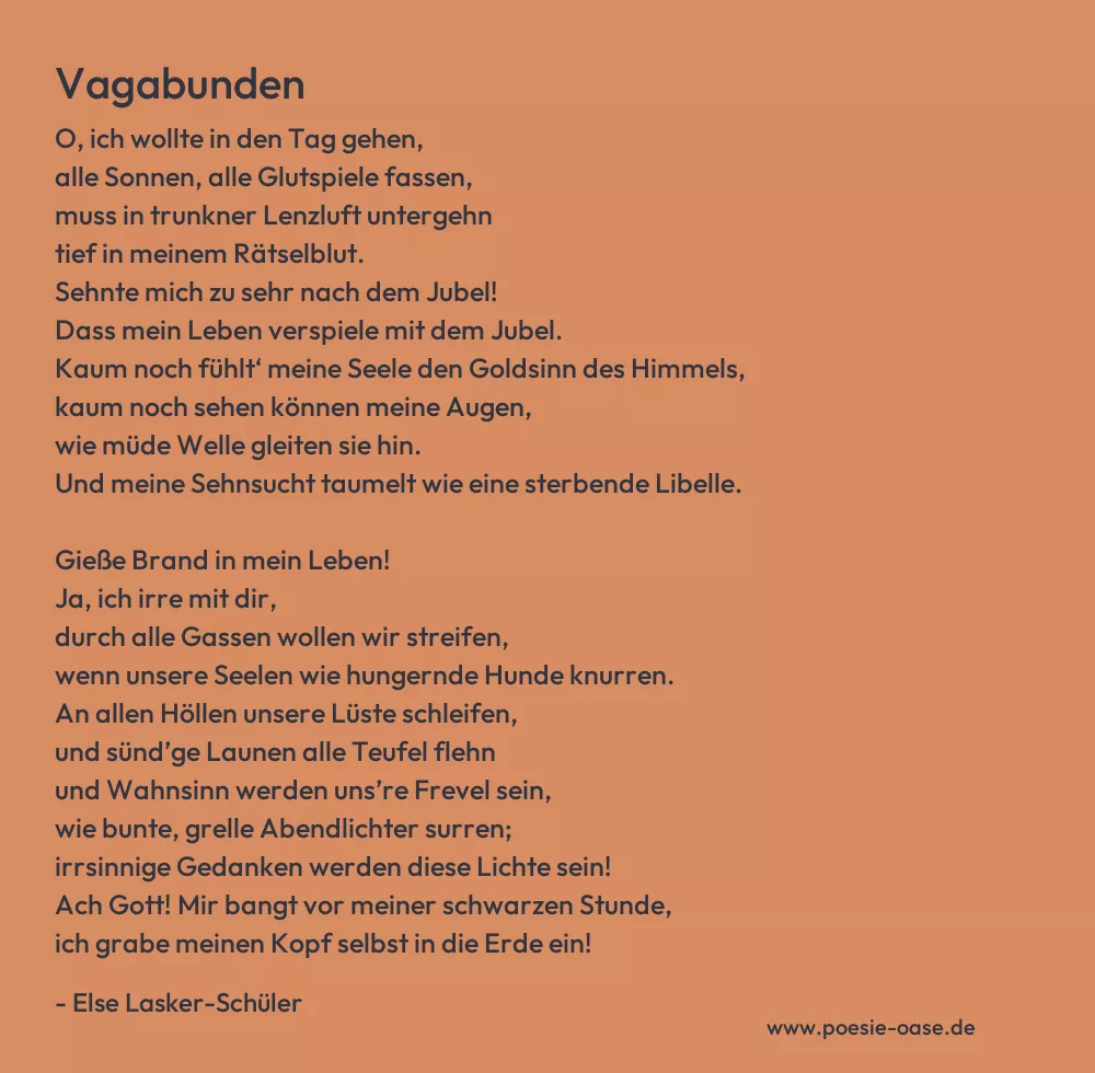 Gedicht: Vagabunden von Else Lasker-Schüler