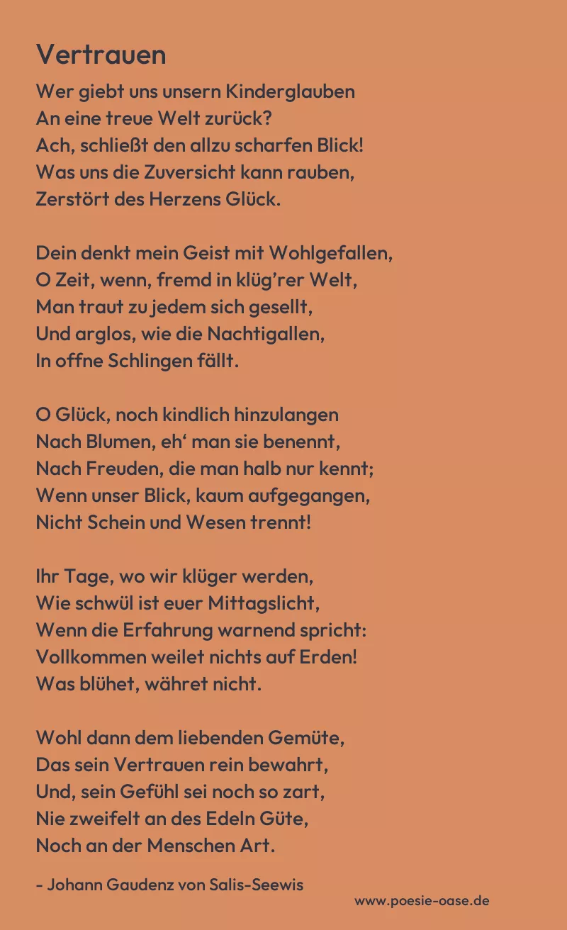 Gedicht: Vertrauen von Johann Gaudenz von Salis-Seewis