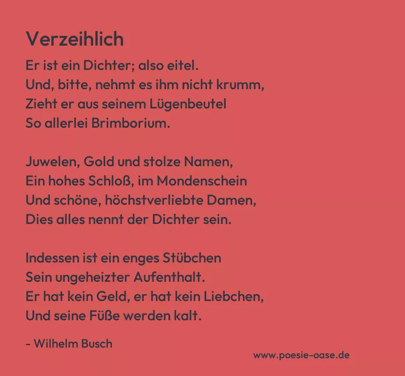 Gedicht: Verzeihlich von Wilhelm Busch