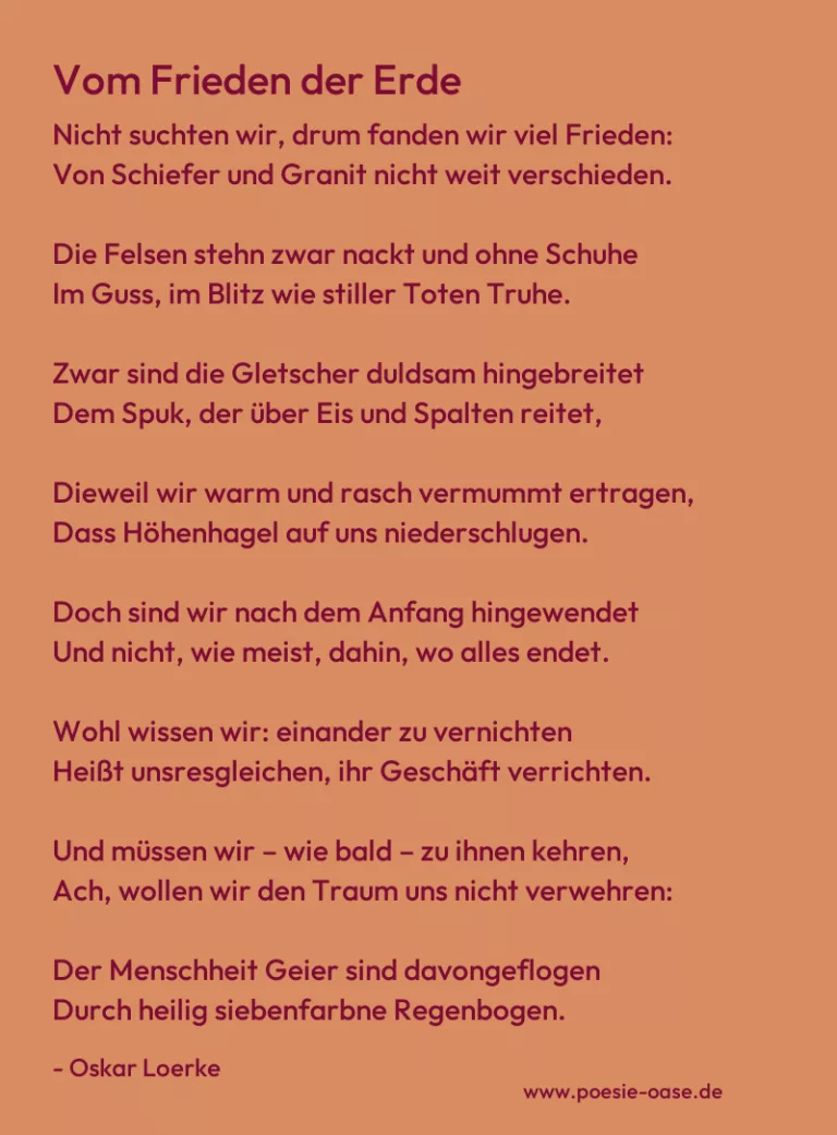Vom Frieden der Erde