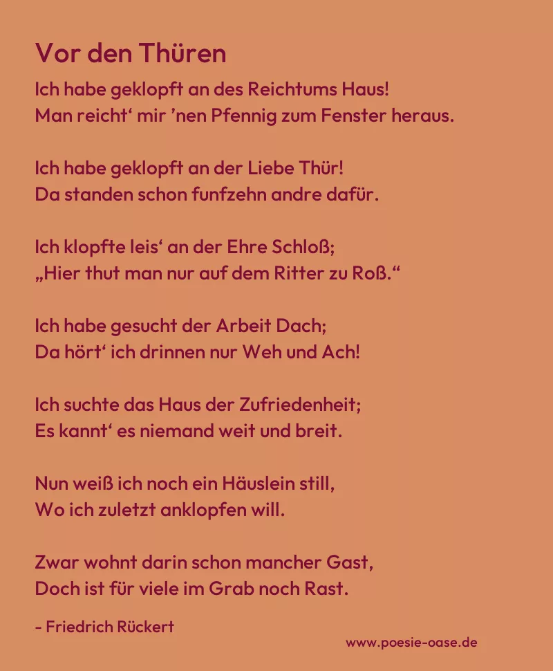Gedicht: Vor den Thüren von Friedrich Rückert