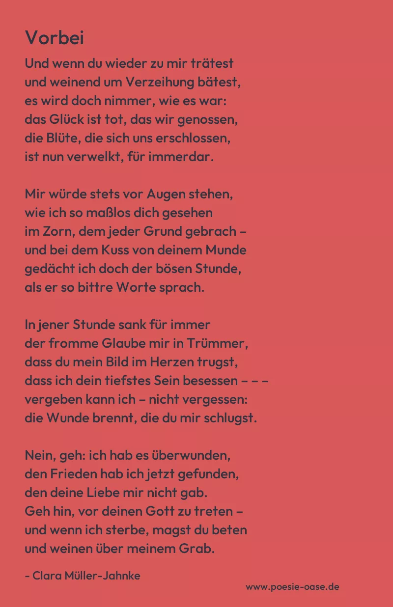 Gedicht: Vorbei von Clara Müller-Jahnke