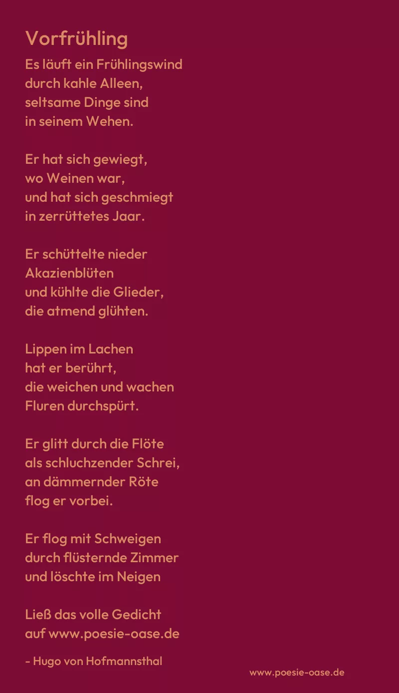Gedicht: Vorfrühling von Hugo von Hofmannsthal