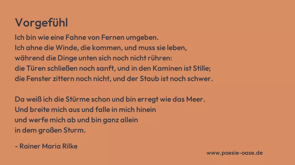 Gedicht: Vorgefühl von Rainer Maria Rilke