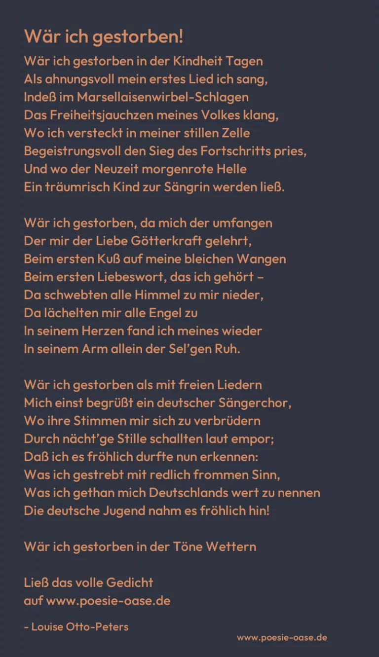 Wär ich gestorben!