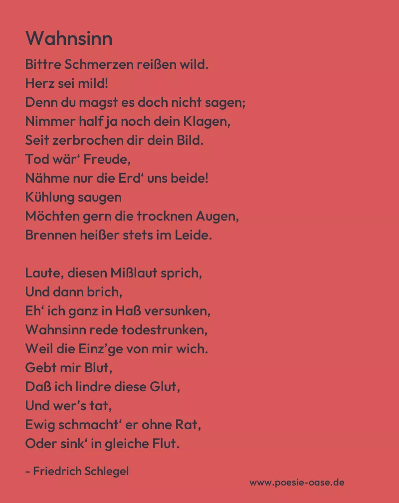 Gedicht: Wahnsinn von Friedrich Schlegel