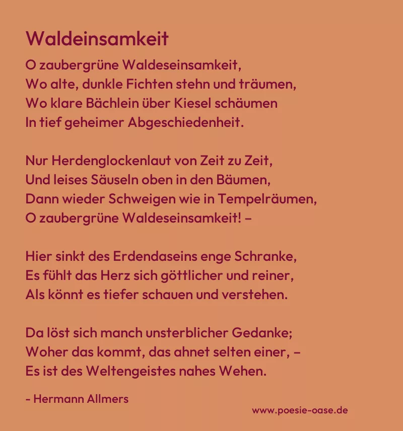 Gedicht: Waldeinsamkeit von Hermann Allmers