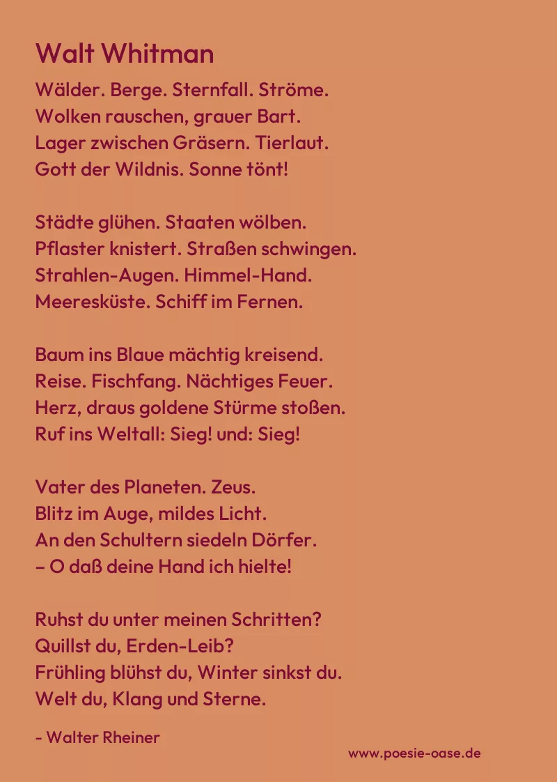 Gedicht: Walt Whitman von Walter Rheiner