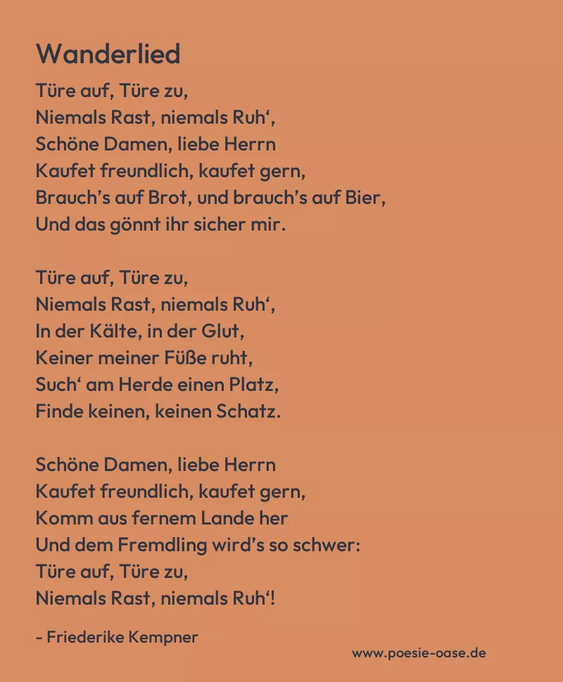 Gedicht: Wanderlied von Friederike Kempner