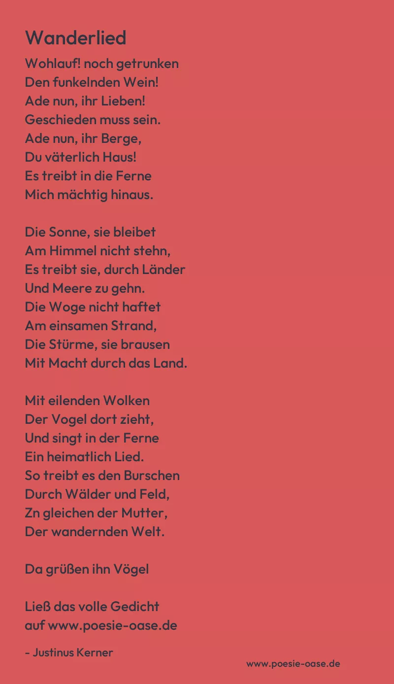 Gedicht: Wanderlied von Justinus Kerner