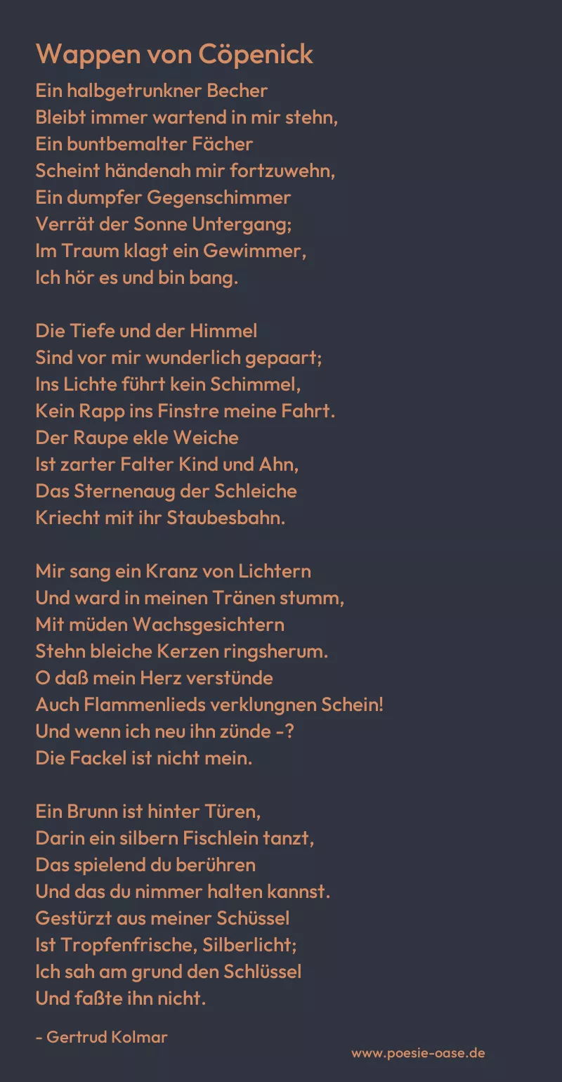 Gedicht: Wappen von Cöpenick von Gertrud Kolmar