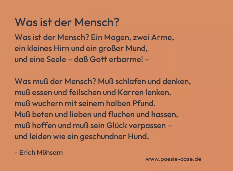 Gedicht: Was ist der Mensch? von Erich Mühsam