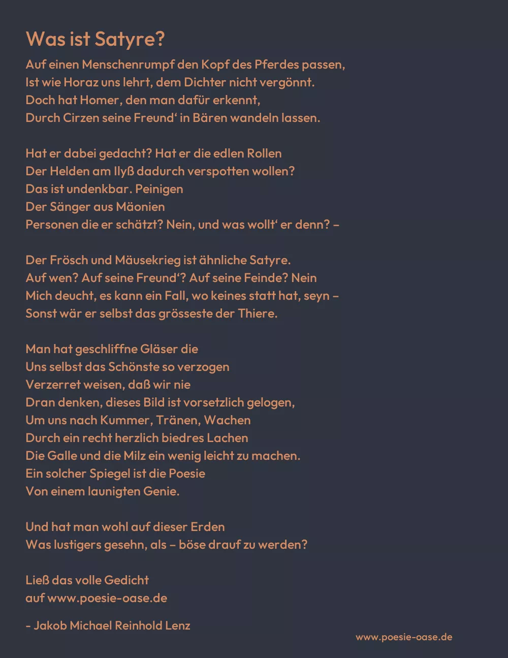 Gedicht: Was ist Satyre? von Jakob Michael Reinhold Lenz