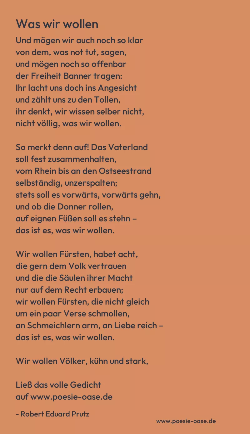 Gedicht: Was wir wollen von Robert Eduard Prutz