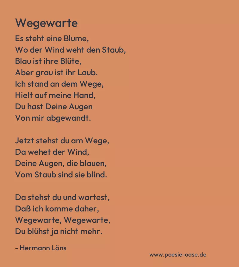 Gedicht: Wegewarte von Hermann Löns