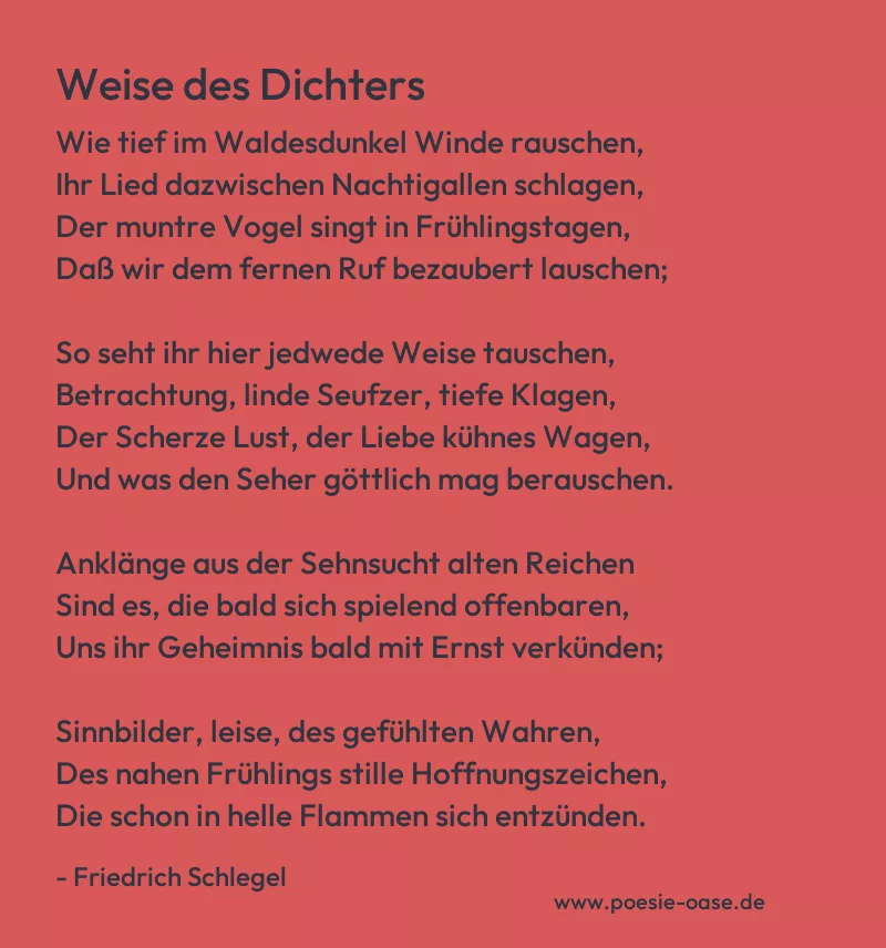 Gedicht: Weise des Dichters von Friedrich Schlegel