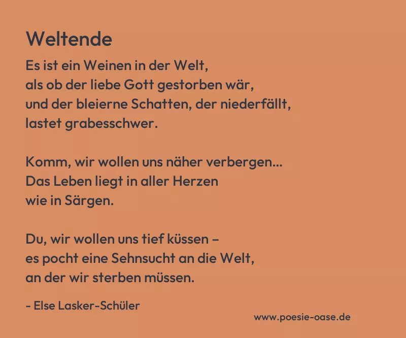 Gedicht: Weltende von Else Lasker-Schüler