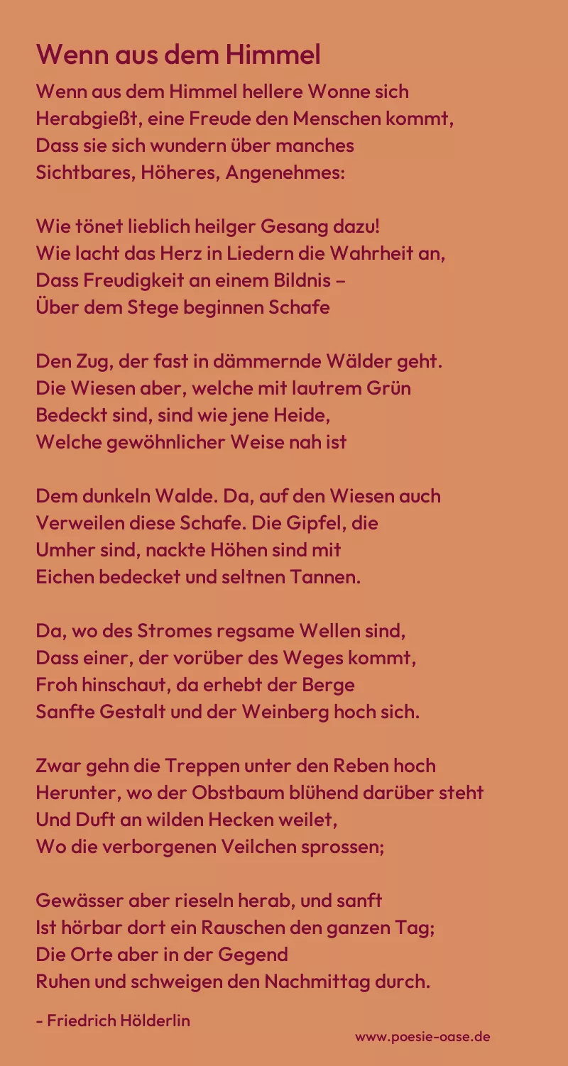 Gedicht: Wenn aus dem Himmel von Friedrich Hölderlin