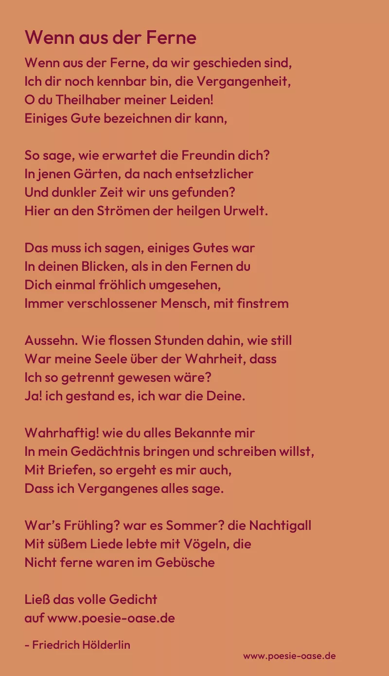 Gedicht: Wenn aus der Ferne von Friedrich Hölderlin