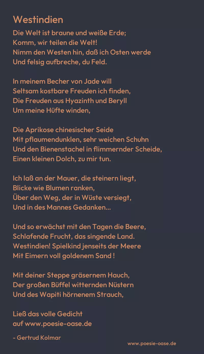 Gedicht: Westindien von Gertrud Kolmar