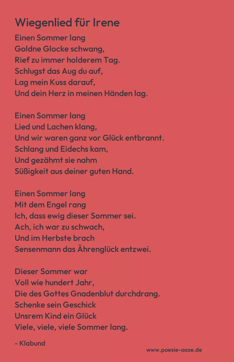 Gedicht: Wiegenlied für Irene von Klabund