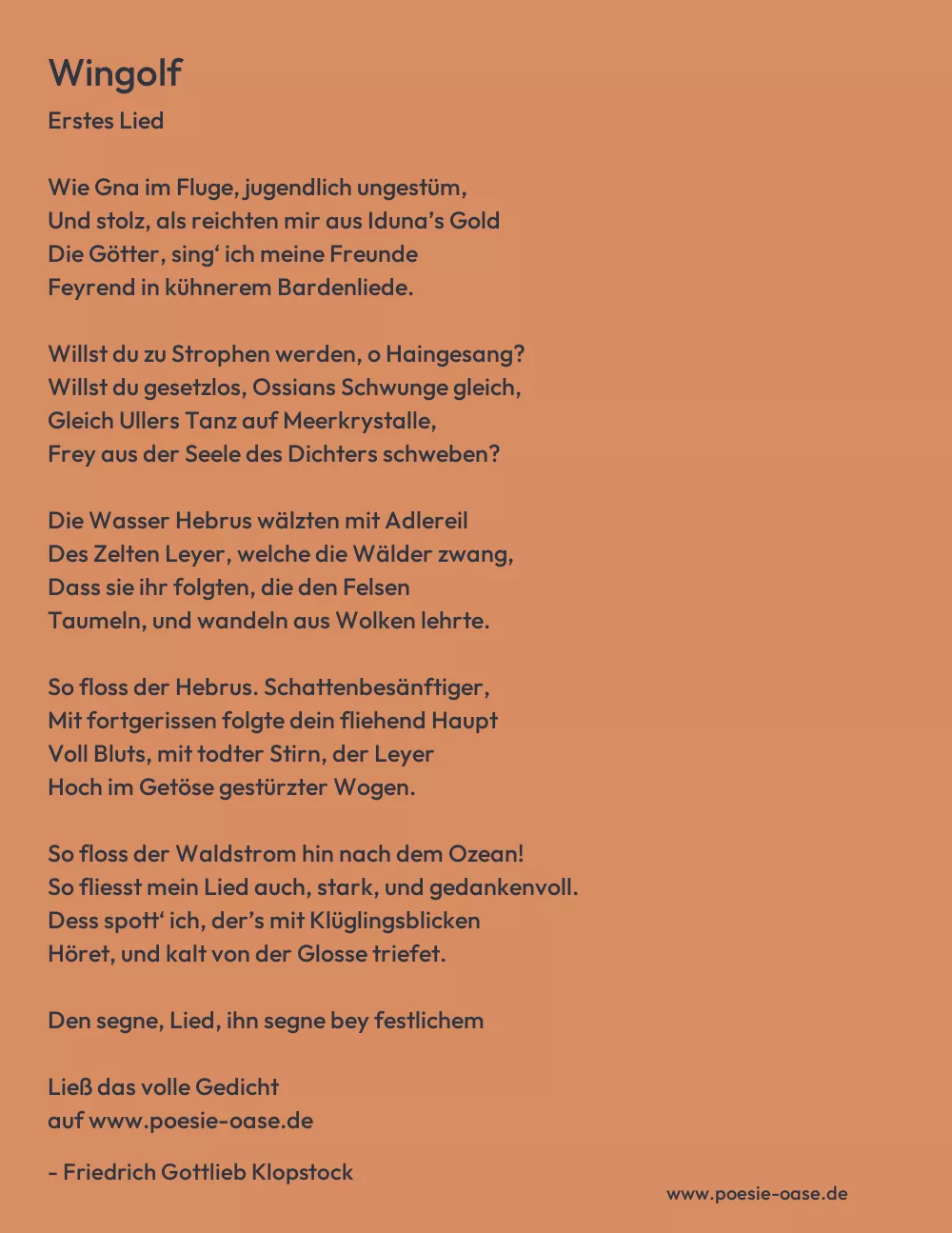 Gedicht: Wingolf von Friedrich Gottlieb Klopstock