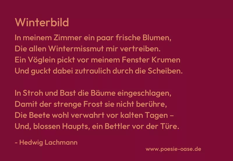 Gedicht: Winterbild von Hedwig Lachmann