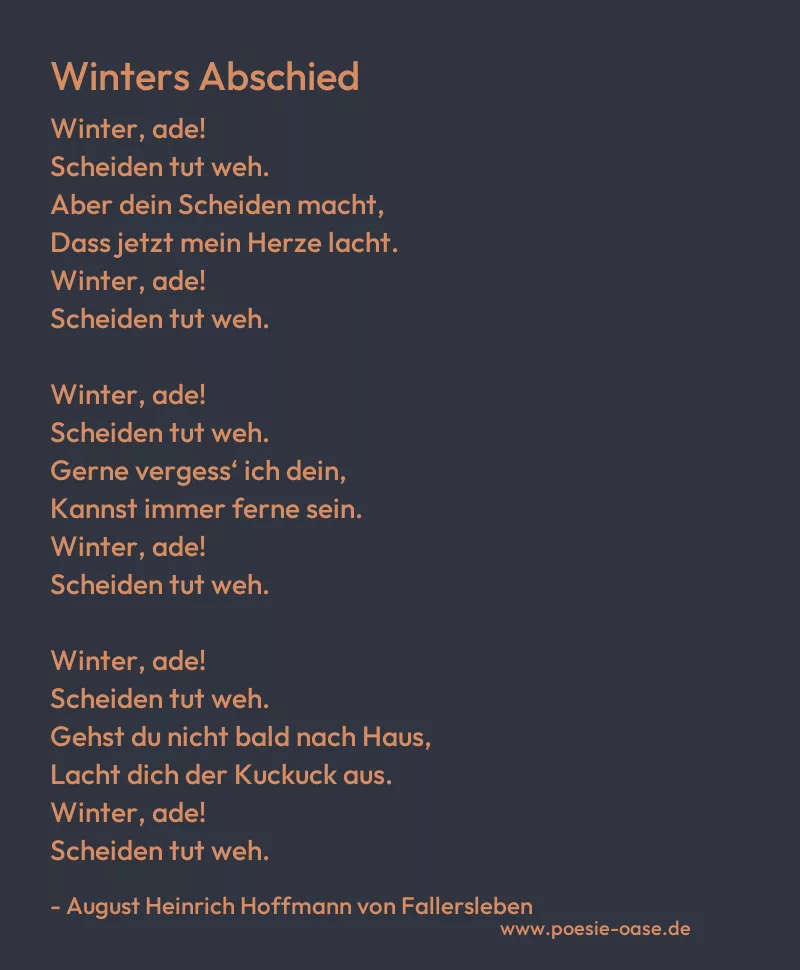 Gedicht: Winters Abschied von August Heinrich Hoffmann von Fallersleben