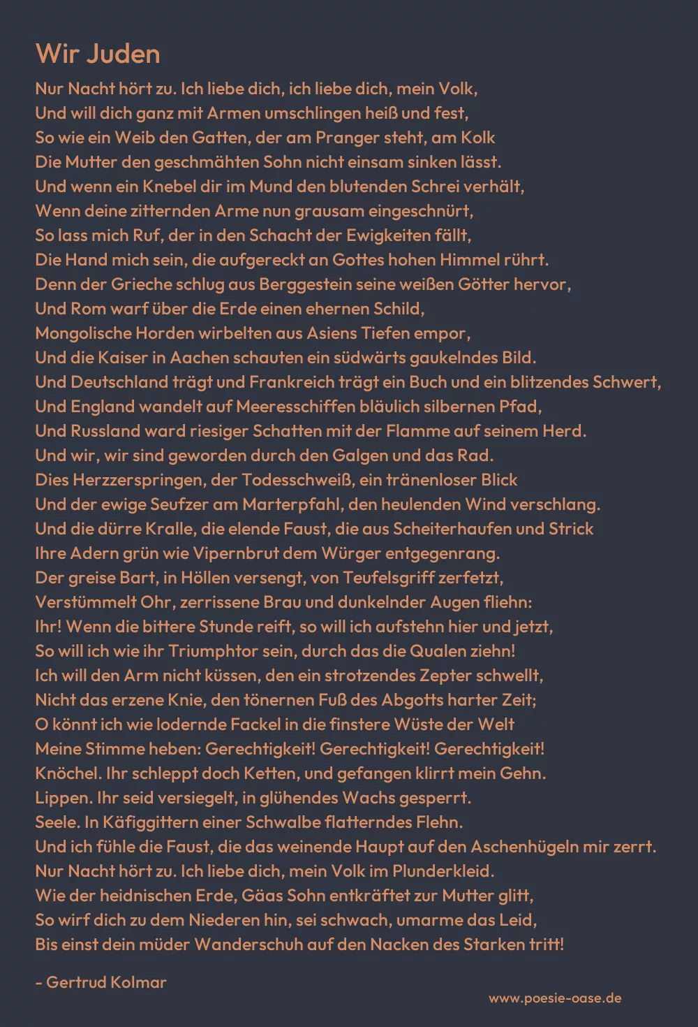 Gedicht: Wir Juden von Gertrud Kolmar